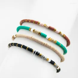 Link Armbänder Bohemian Mix Farbe Polymer Clay Kette Armreifen Für Frauen Handgemachte Miyuki Perlen Armband Edelstahl Schmuck Geschenk