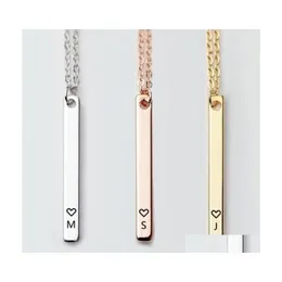 Collane con ciondolo Lettere Collana con barra rettangolare incisa Moda donna Semplice Personalizza Accessori catena Regalo di San Valentino Luckyha Dhrz9