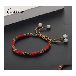Urok bransolety boho dobre Lucky Red Rope Koralik Tybetańskie ręcznie robione plecione bransoletki dla kobiet mężczyźni