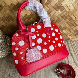 Almas bb Bag Shell Tote Bags Women Handbags Crossbody Shoulder Bags Small Purse Grained Epi Cowhide Leather Infinity Dots Print Pumpkin Silver Hardware M21698 Pouch