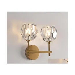 Duvar lambaları Modern RH K9 Kristal Led Lamba Yatak Odası Ev Dekoru Sconce Başucu Armatürü Ayna Aynası Aynası Armatürleri Damla Dh71W