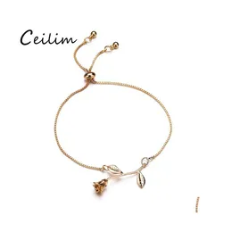 Cadeia de link Fashion Rose Flower Charm Bracelet for Women Girl Bangle liga Ajust￡vel J￳ias de noiva Presente 3 Cores Droga Deli Ot4iz