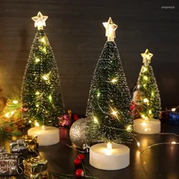 Decorazioni natalizie H7EA Mini albero artificiale Alberi di pino Led Light Birthday Year Party