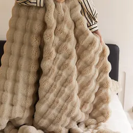 Одеяла высококачественная тосканская имитационная меховая одеяло для зимних теплых кроватей Высококачественный уютный плюшевый тепловый диван