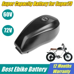 Super Kapazität Ebike Batterie 52V 60V Tank eBike Batterie Pack 72V 20Ah 25Ah 30Ah 21700 Li-ion Fahrrad akku für super73 S2 RX elektrische fahrrad 1500W 2000W Mit 40A 80A BMS