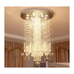 Kronleuchter Moderne minimalistische LED-Eitelkeit Lange Treppe Kristall-Kronleuchter-Beleuchtungskörper für Wohnzimmer Großes Luxus-El-Hall-Foyer L DHZ40
