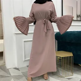 Abbigliamento etnico Moda Manica svasata Abaya Dubai Arabo Musulmano Hijab Abito Islam Maxi Donna Abiti a pieghe Veste F2718