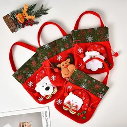 Christmas Decorations Cute Santa Sack Children Xmas Gifts Candy Stocking Bag Exquisite Claus Elk Printed Handbag