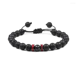 Strand Beaded Strands Natural Lava Rock Stone Bracelet Tibetan Buddha Woodens Beads Braided Men Women Armband Jewelry Accessories Gift