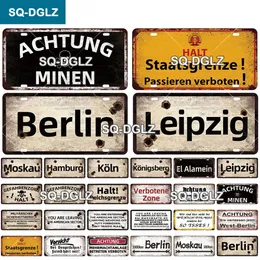Vintage Berlin Şehir Plaka Savaş Teneke İşaret Mağazası Bar Duvar Dekorasyon Metal İşareti Ev Dekoru Boyama Plaques Poster Oturma Odası Duvar Dekorasyonu W01