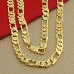 Chains Hip Hop 925 Sterling Silver Necklace 8MM Three Bedroom One Figaro Plating 24K Gold Men's Party Jewelry GiftChains Gord22