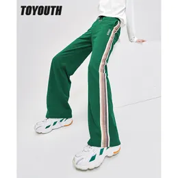 Kvinnor Pants Capris Toyouth Women Sweatpants Autumn Elastic midja raka byxor Grön Gradient Webbing Casual Streetwear Sport Pants 230203