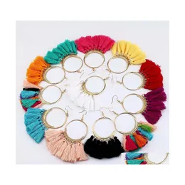 Свиная люстра богемные серьги с творческими кисточками для женщин 17 цветов ручной работы с золотым сплавом Большой обруч мода мода Jewelr Dhypk