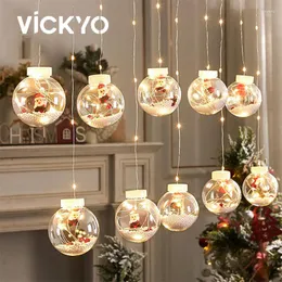 Saiten VICKYO LED Weihnachtsvorhang Lichterkette DIY Ball Weihnachtsmann Licht Baum Dekoration Jahr Party Umgebungsbeleuchtung