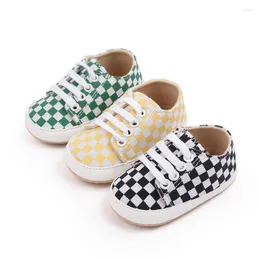 First Walkers Born Baby Boy Girl Shoes Green Lattice Black And White Checkerboard Front Lace Up Casual Non Slip Walking