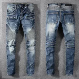 Лучшие дизайнерские мужские джинсы расстроенную мужскую одежду, разорванная байкерс