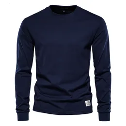 남자 티셔츠 스프링 남자 티셔츠 패션 O- 넥 긴 슬리브 코튼 맨 tshirts 고품질 남자 티셔츠 12 컬러 230203
