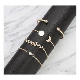 Charm Armband Mtilayer Armband Set4pcs/Set Chains For Women Jewely Gold Metal Chain Bangle Yydhome Drop Delivery Dhxhr