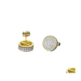 Stud Fashion Zircon Stone Hip Hop Gold kwadratowe kolczyki dla mężczyzny kobiety koreańskie kolczyki sier kolor kropla biżuteria OTYT7