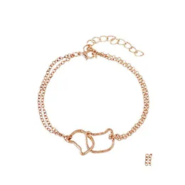 Bracelets de charme gato lua hollow fofo animal love Heart Bracelet Sweet Mtilayer NanaShop Drop Delivery J￳ias DHGV5