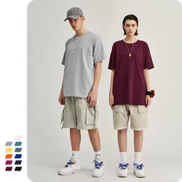 Camisetas masculinas Peso da vímão 2023 Simples Casual Solid Color Men Mulheres Caminhadas de mangas curtas coaxiais multicolas de alta qualidade