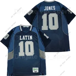 Futebol americano de futebol universitário Men High School futebol 10 Daniel Jones Charlotte Latin Jersey Brindável costura e bordado esporte time colorido marinho azul puro co