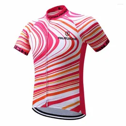 Racingjackor Stripe Design Women Cycling Jersey 2023 Kort ridcykelkläder Sporttröjor Anpassad/grossisttjänst