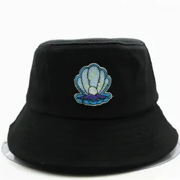 Cloches Ldslyjr Pearls Embroidery Cotton Bucket Hat Fisherman Outdoor Travel Sun Cap Hats for Men and Women 991