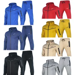 Träningsdräkt för män Höst Huva Sportkläder Dam Långärmad Luvtröja Pullover Byxor Leggings 2-delat Set Sweatsuit Märke Sport Suit 2XL 3XL