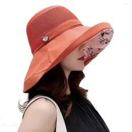 Szerokie brzegowe czapki słoneczne ochronę ochronę skóry Kobiety Kobiety wiadra letnie gorras chronić podróż do słomy plażę para mujer