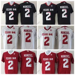 뉴저지 NCAA College Texas Am Aggies Football 2 Johnny Manziel Jersey 남자 아이 남자 붉은 흑백 팀 컬러 EMB