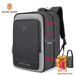 Backpack ARCTIC HUNTER 40L Large Capacity Mens Expandable Backpacks USB Charging Male 17 inch Laptop Bags Waterproof Business Travel Bag 230204
