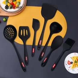 Köksredskapsdelar värda köp av kisel med kiselkokning Ställ in nonstick köksutrustning spatula spade turner heatresistant för köksverktyg 230204