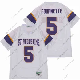 American College Football Wear Uomo Saldi High School 5 Leonard Fournette St Augustine Football Jersey Traspirante Tutto Cucito Bianco Away Color Puro Cotone Top Qualit