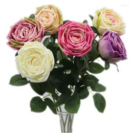 Dekoratif çiçekler bir ipek tek kök gül çiçek dalı sahte rosa fluer bitki düğün centerpieces çiçek aranjman