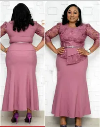 Sukienki codzienne kobiety wiosna jesienna sukienka plus size szczupła patchworkowa koronkowa elegancka moda długa afrykańska odzież xl-5xl 989