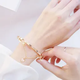 Rosguld rostfritt stål armband armband kvinnliga hjärta för evigt kärlek märke charm armband för kvinnor berömda smycken armband designer för kvinnor diamantarmband