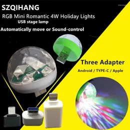 ナイトライトLED USB Car Atmosphere Light 5V RGB Mini Mini Romantic 4W Holiday DJ Music Sound Lamp Club Disco Magic Stage Effect