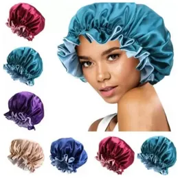 Kobiety jedwabny kapelusz z czapką nocną podwójne zużycie na głowę Cover Sleep Cap Satynowa maska ​​dla pięknych włosów - Obudź Perfect Daily Factory Sale TT0204