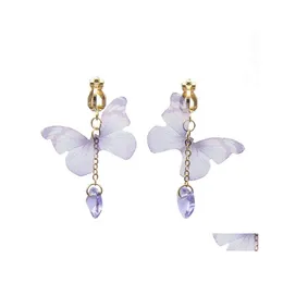 Oreille Manchette Mode Élégant Papillon Clip Boucles D'oreilles Pour Les Femmes Pas De Piercing Faux Cartilage Mignon Déclaration Coréenne Boucle D'oreille Cadeaux Drop Deliv Ot7P4