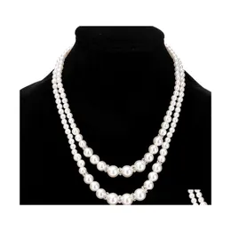 Beaded Necklaces Fashion Chic Double Layer Fake Pearl Beads Bride Bridesmaids Chains For Women Ladies Female Wedding Jewelry Gift Dr Otq9V