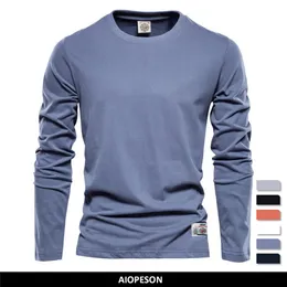 T-shirts pour hommes 100% coton T-shirt à manches longues pour hommes solide printemps décontracté hommes T-shirts de haute qualité hommes hauts vêtements classiques T-shirts pour hommes 230203