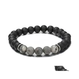 Braccialetti con ciondoli 8mm 10mm pietra naturale fatti a mano fili di perline yoga placcato argento braccialetto elastico gioielli per donne uomini consegna di goccia Dh2Nb