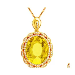 Collane con ciondolo Collana di cristallo a forma di uovo con diamante giallo intarsiato Microset Zircone Fl Blooming Floral Luxury Party Yydhhome Drop Del Dhv7L