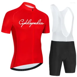 레이싱 세트 Cyklopedia men 짧은 슬리브 저지 Ropa Ciclismo Hombre Summer Cycling Clothing Triatlon Bib Shit Suit Suit Bike Uniform