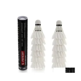 Badminton Shuttlecocks 12st Pro Goose Feather Birdies Game Training High Speed ​​Sports Tool For Outdoor Ball Games Drop Delivery Out Dhnzi