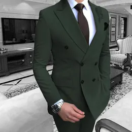 Ternos masculinos masculinos verde escuro Termo de casamento formal Blazer Groom Tuxedos Slim Fit and Calnts Costume Homme