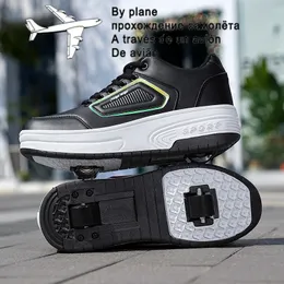 Turnschuhe Kinder Erwachsene Rollschuhe Schuhe Mit 2 Rädern Automatische Unsichtbare Skating Sneaker Atmungsaktive Outdoor Flugschuhe 230203