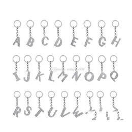 Keychains Lanyards Crystal Rhinestone Keyring Key Holder Purse Bag For Car Fashion Cute Gift 26 English Letters Chain Creative Zin Dhc46