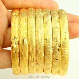 وصول Bangle واسعة 8 ملم دبي الذهبية الأساور للنساء MEN18K أساور الألوان الأفريقية/الأوروبية/الإثيوبيا المجوهرات trum22